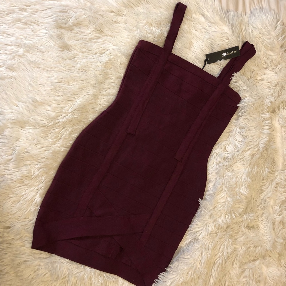 NWT MAROON BANDAGE FASHION NOVA MINI DRESS